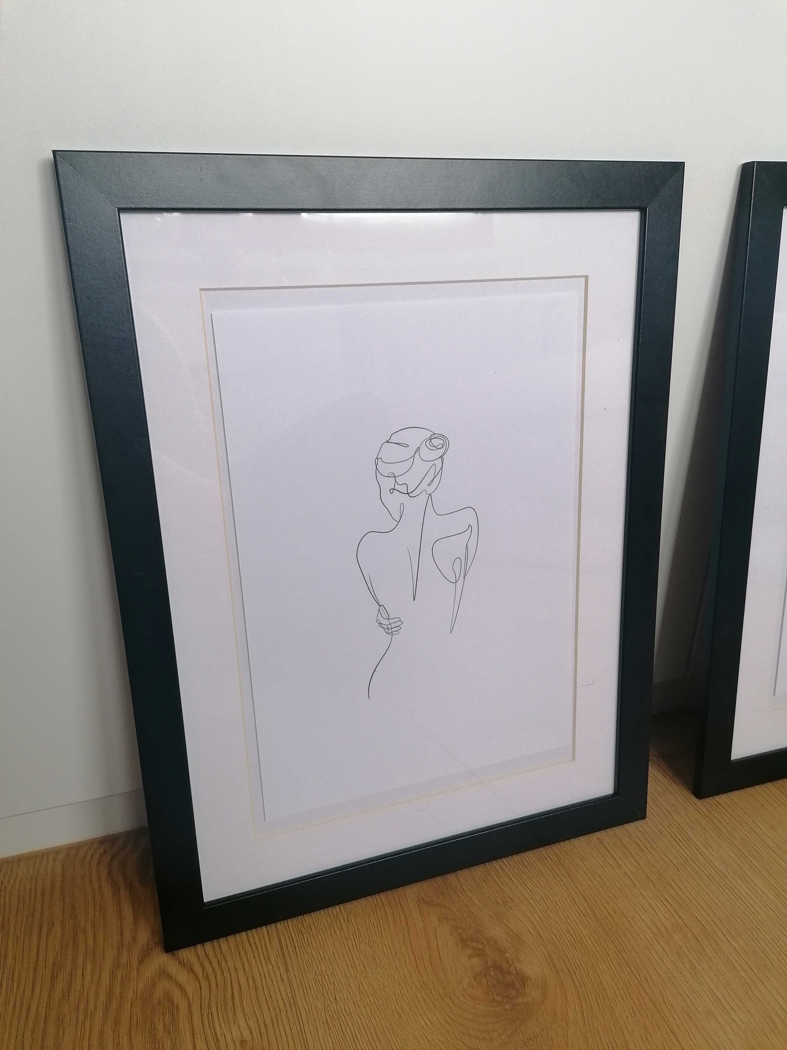 Obraz grafika lineart kobieta ramka czarna 30x40 Ikea minimalistyczny