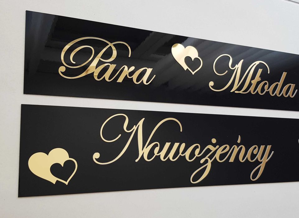 Dekoracja na auto ślubne, rejestracja.