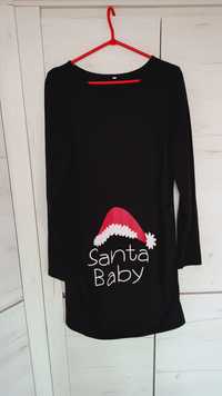 Sukienka ciążowa świąteczna sesja Santa baby czarna
