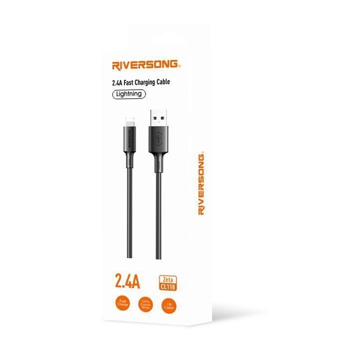 Riversong Kabel Zeta Usb - Lightning 1,0M 2,4A Czarny Cl118