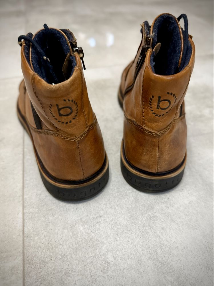 Buty męskie - Botki sznurowane - bugatti, brązowe