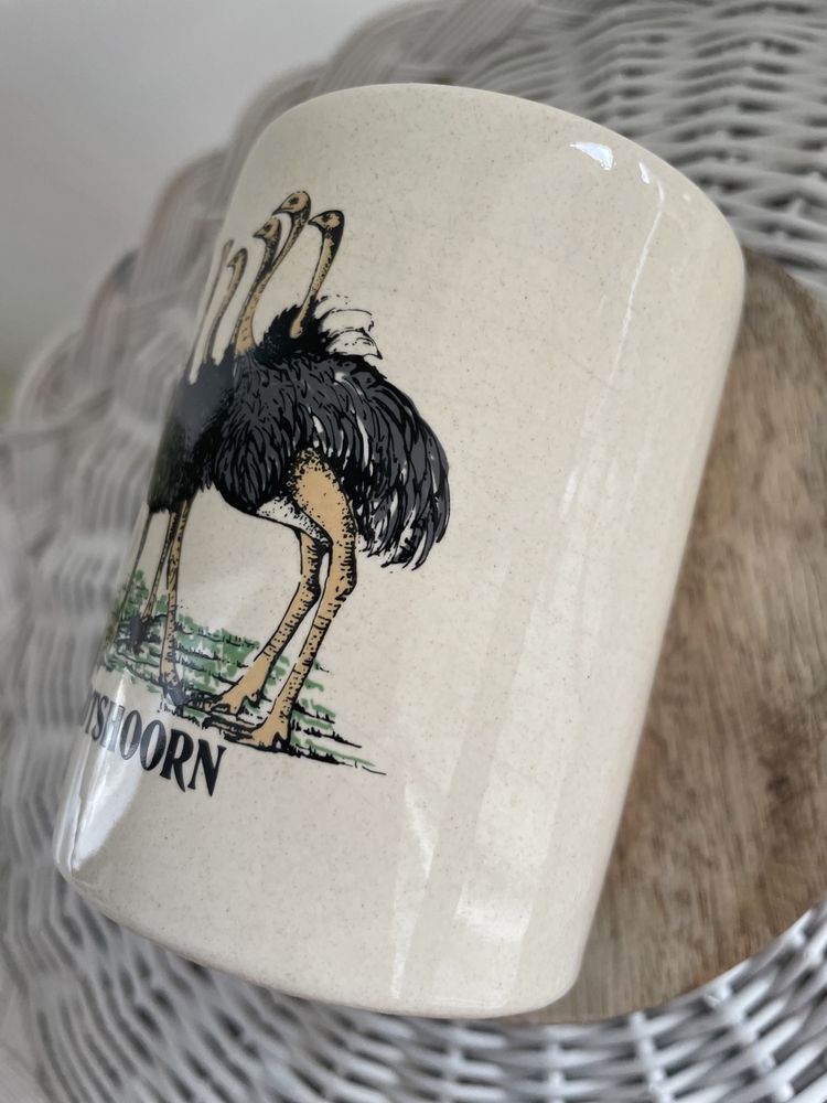 Kubek struś motyw zwierzęcy duży kubek vintage ostrich ostriches