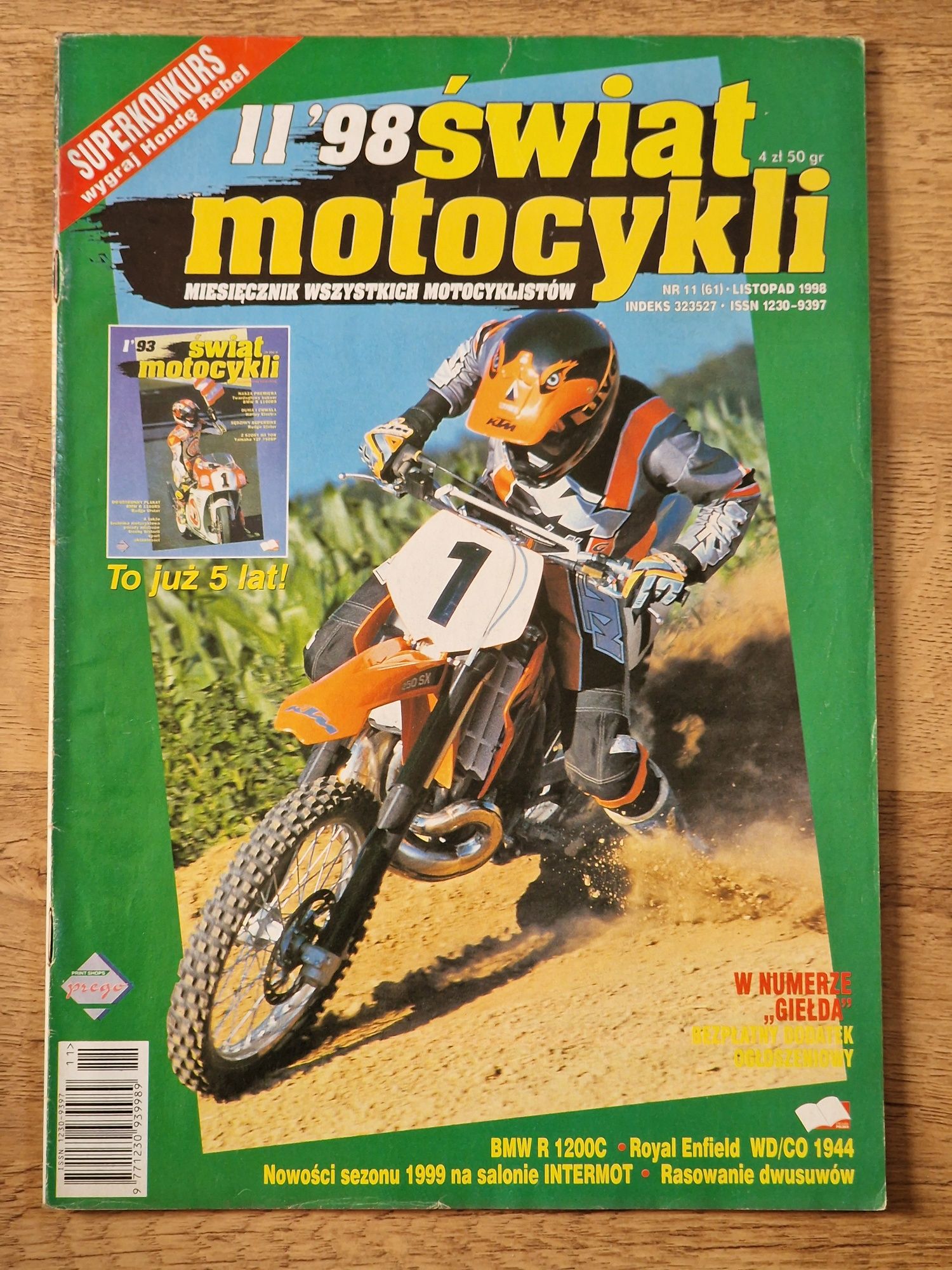 Świat Motocykli nr 11 listopad 1998 Royal Enfield WD/CO 1944 + plakat