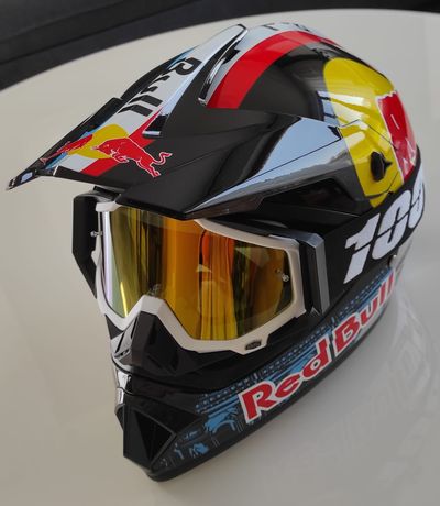 NOWY kask Red Bull rozm.M+Gogle! Motocross Cross off-road Enduro MTB