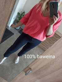 Różowa bawełniana bluza rękaw 3/4 Per Una M&S Collection 44/XXL