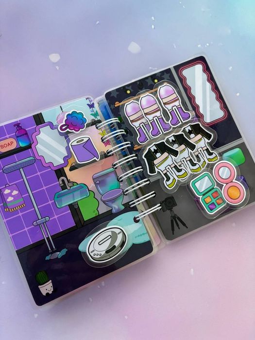 K-Pop demon hunters w stylu Toca Boca książka 10 stron, naklejki