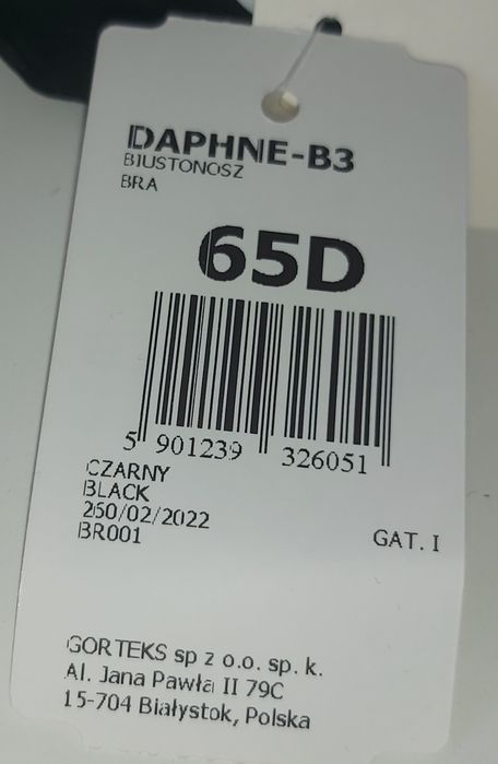 Biustonosz półusztywniany Gorteks nowy Daphne rozmiar 65D czarno-beżow