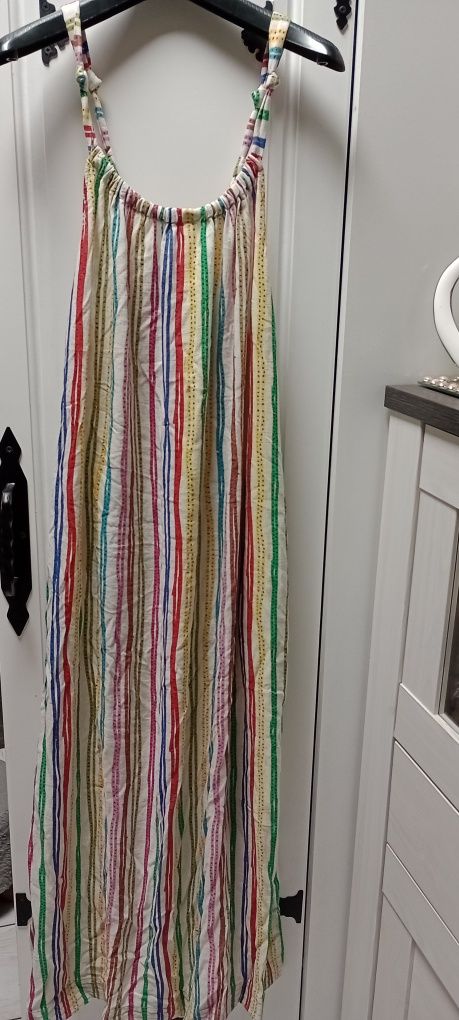 Sukienka maxi ramiączka kolorowe paski xs zara