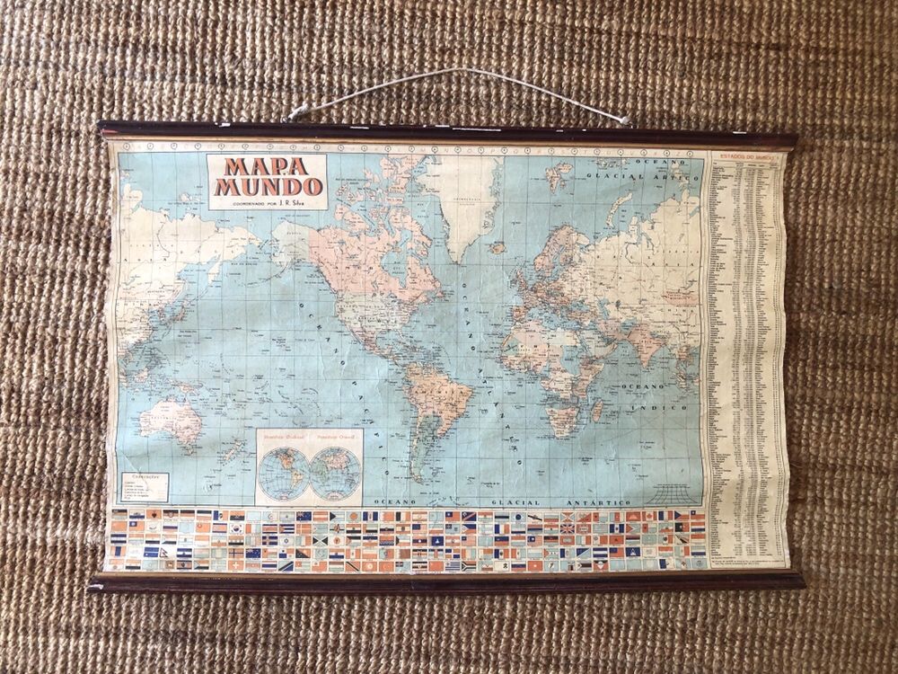 Mapa mundo escolar vintage