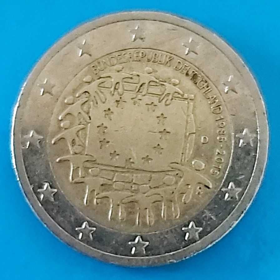 2 Euros de 2015 Letra D da Alemanha, 30º Aniversário Bandeira UE
