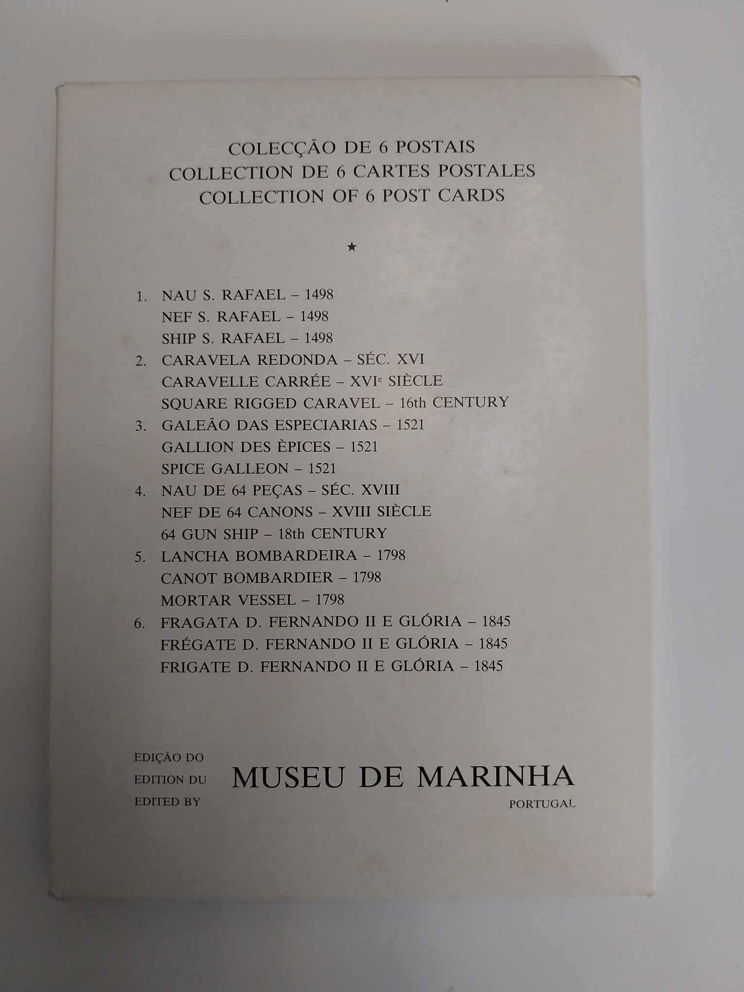 Colecção de 6 postais - Navios dos séculos XV a XIX