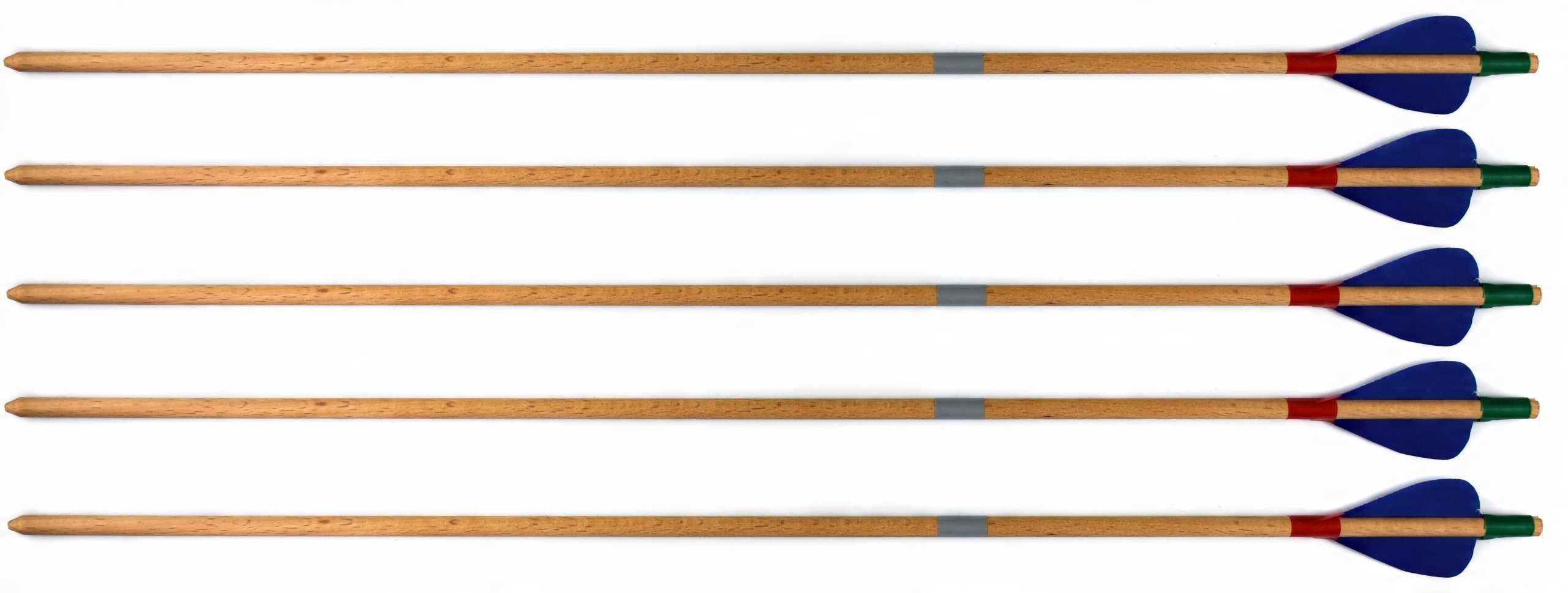 Łuk drewniany 115 cm 5 strzałów + tarcza zestaw łuczniczy brązowy