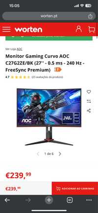 Monitor Gaming Curvo AOC C27G2ZE/BK (27'' - 0.5 ms - 240 Hz - FreeSync