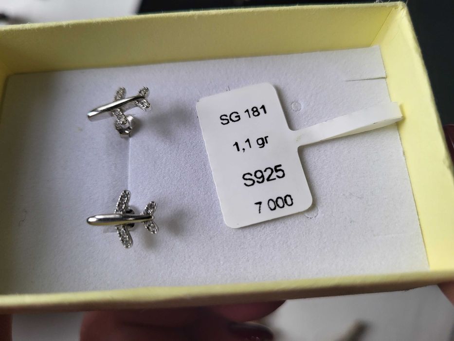 Серьги самолетики серебро