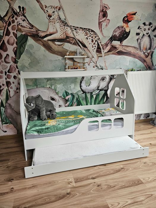 Łóżko dziecięce DOMEK PODWÓJNE 160x80  z funkcją spania+ 2 materace