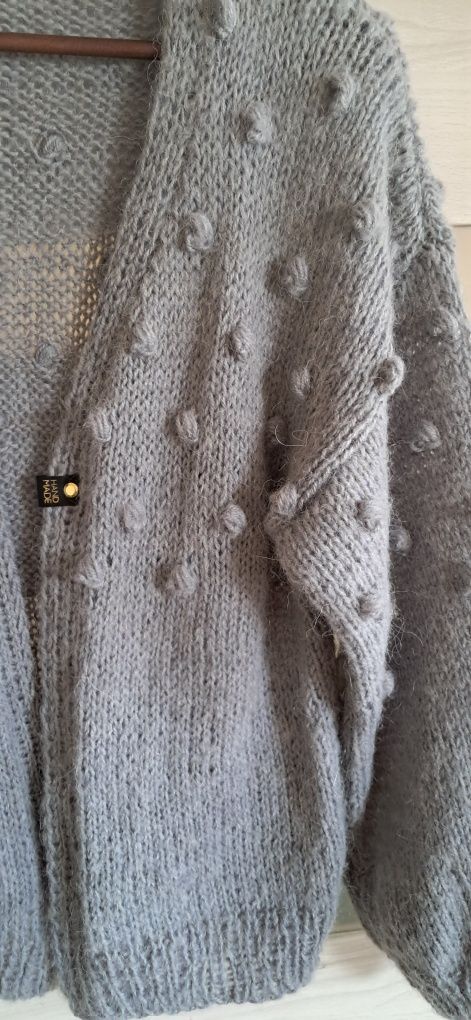 Sweter-kardigan wzór bąbelkowy. Handmade.