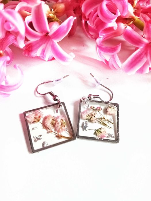 Kolczyki z Różową Gipsówką