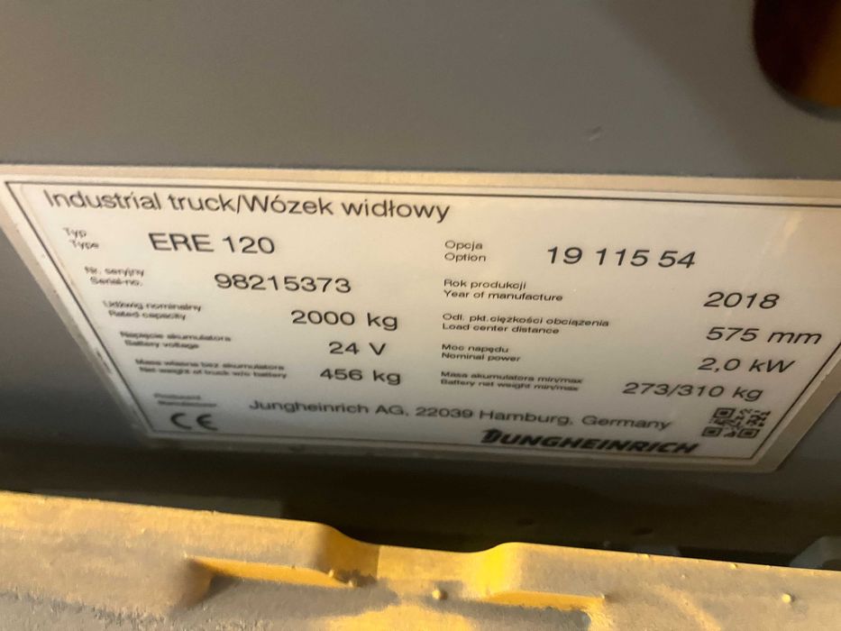Wózek widłowy JUNGHEINRICH ERE 120