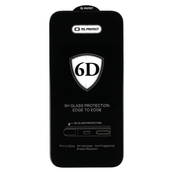 szkło Tel Protect Full 6D do IPHONE 15 PRO MAX Czarne - PAKIET 10