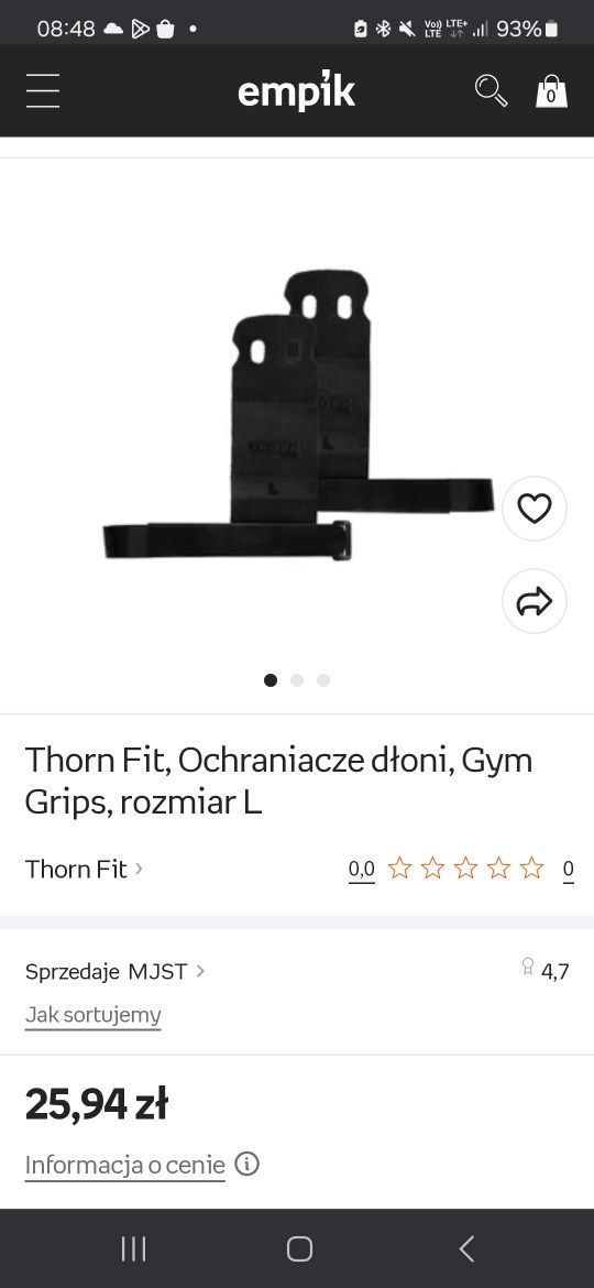 Thorn Fit, Ochraniacze dłoni, Gym Grips, rozmiar S