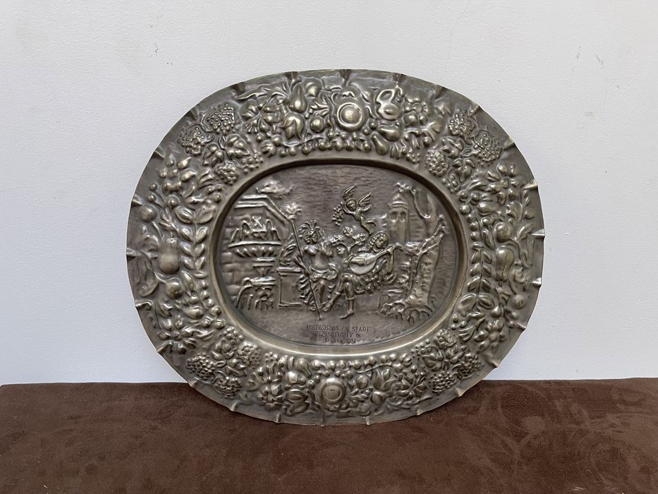 Miedź Obraz Miedziany Nagroda Szermiercza z Prl Dedykacja