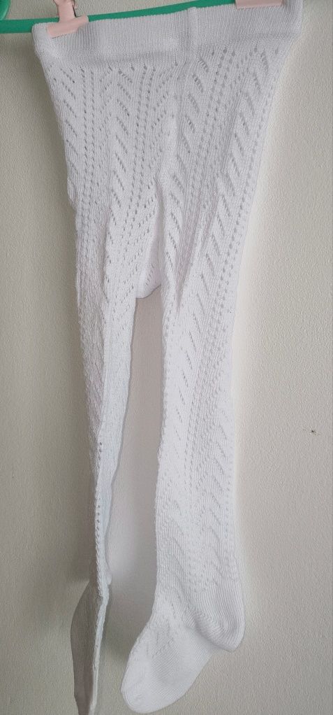 Nowe białe rajstopy ażurowe 74/80 cm święta sesja zdjęciowa itp.