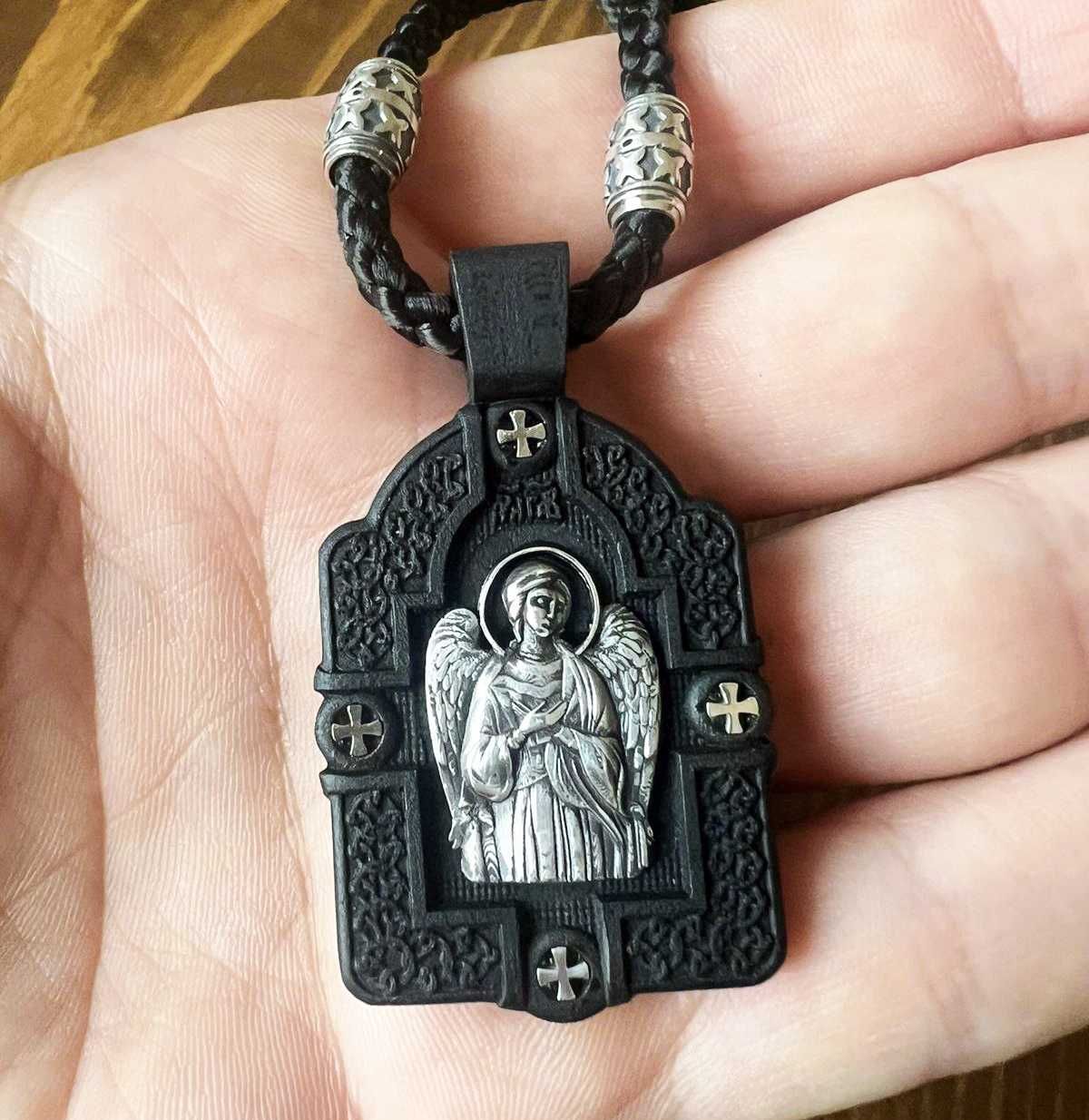 Ладанка из эбенового дерева, вставки серебяные 925