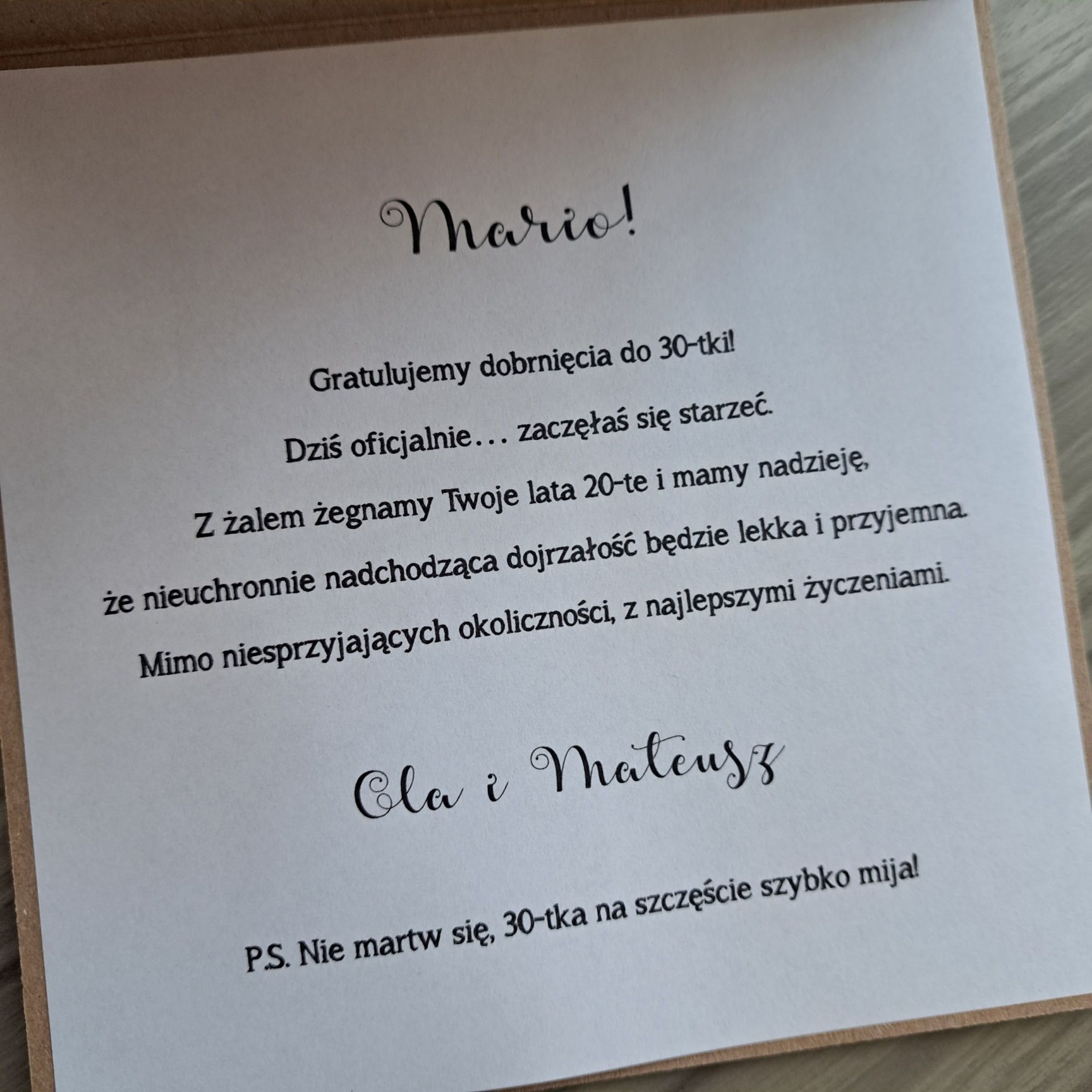 Personalizowana kartka na 30-tkę, 40-tkę, 50-tkę, z przymrużeniem oka