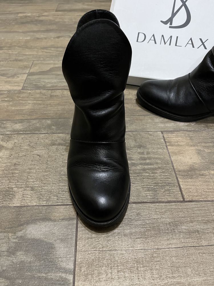 Черевички, черевики з натуральної шкіри, шкіряні DAMLAX чорні