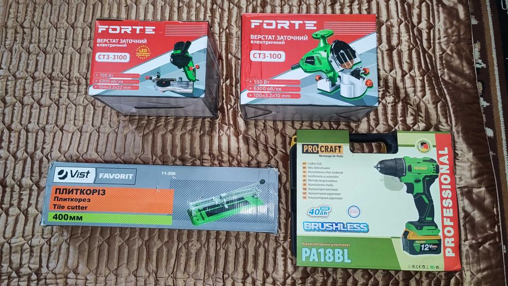 Плиткоріз. верстат заточний електричний СТЗ 3100, СТЗ 100,шуруповерт.