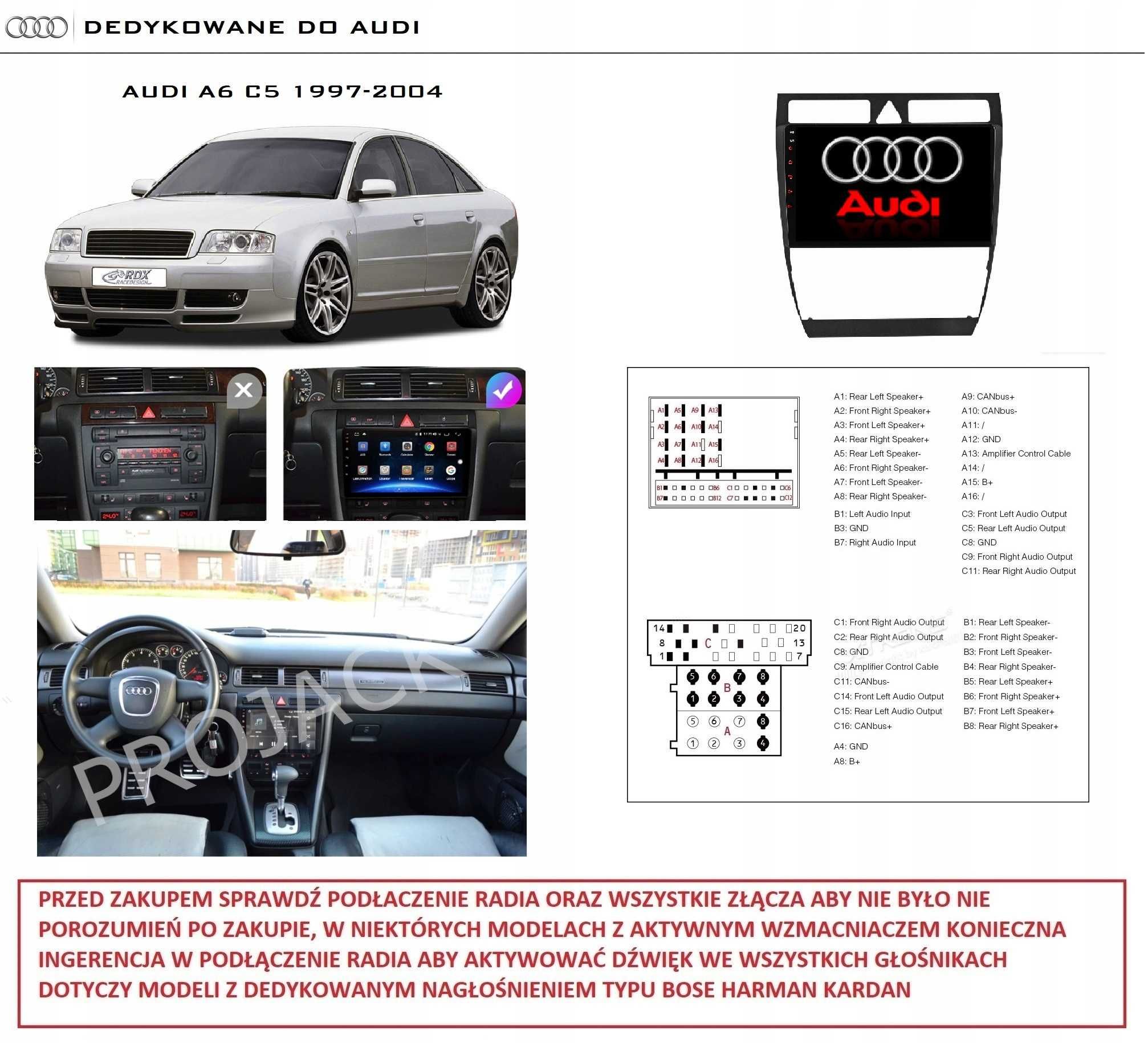 Radio GPS Android Audi A6 C5 Wi-Fi USB Bluetooth