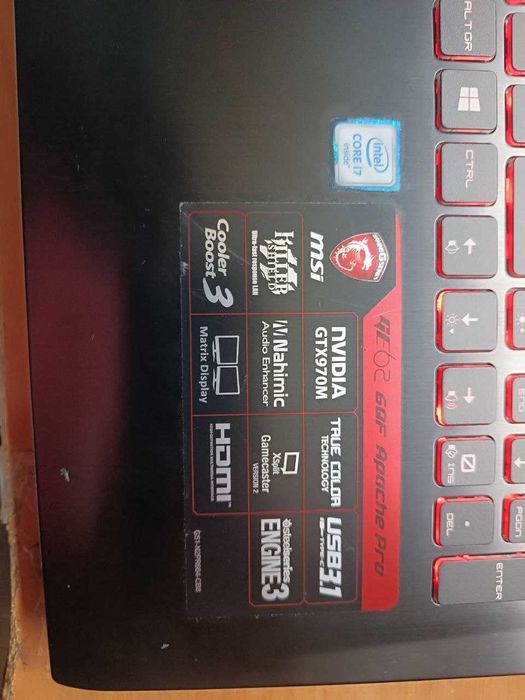 Игровой ноутбук MSI Gaming i7 6700HQ 16GB SSD 256GB HDD1TB GTX 970 RGB
