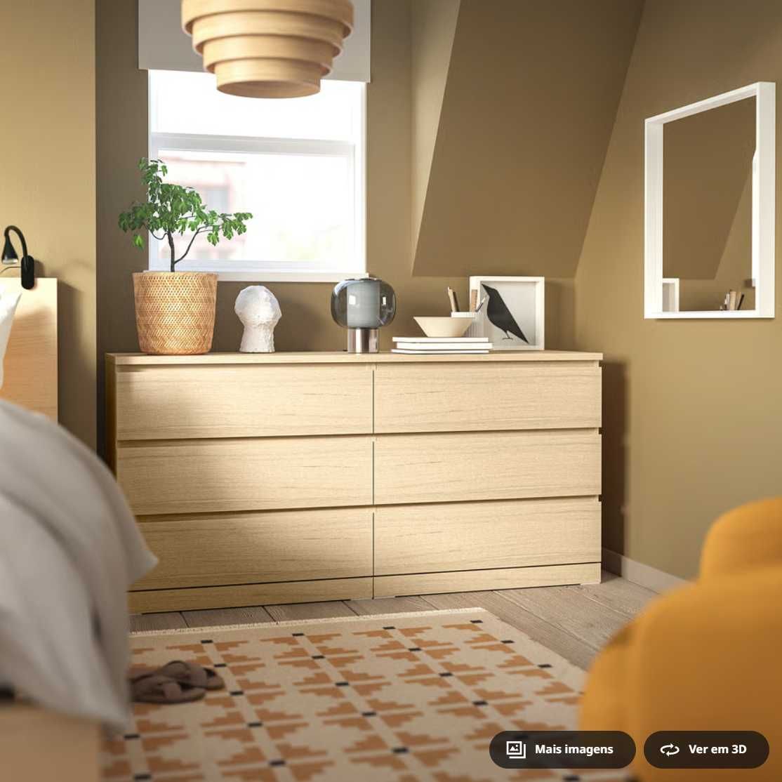 Cômoda IKEA MALM – 6 Gavetas, Carvalho