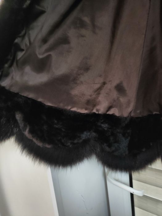 Шуба натуральная из мутона и песца