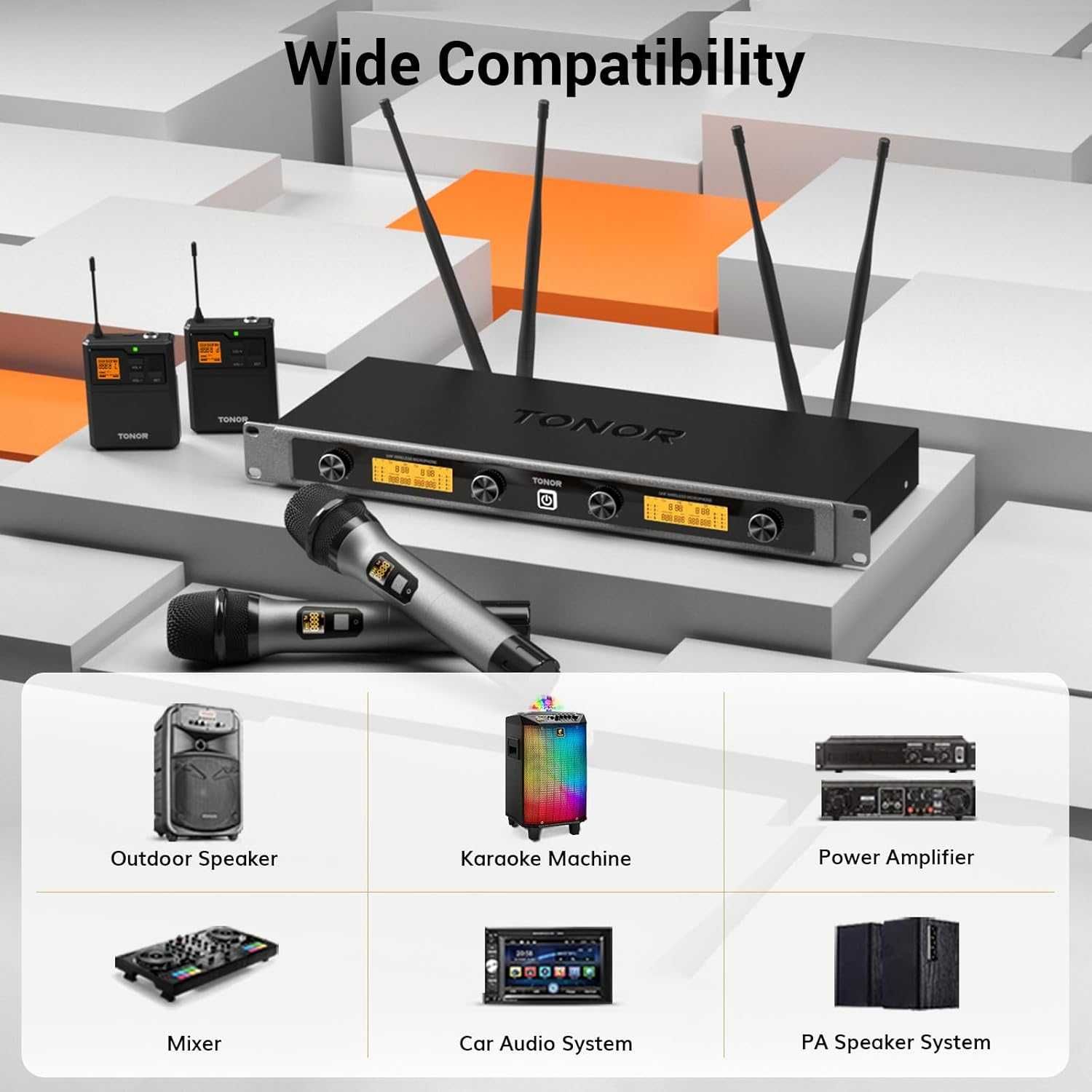 System mikrofonów bezprzewodowych TONOR TW842 UHF z nadajnikami Body