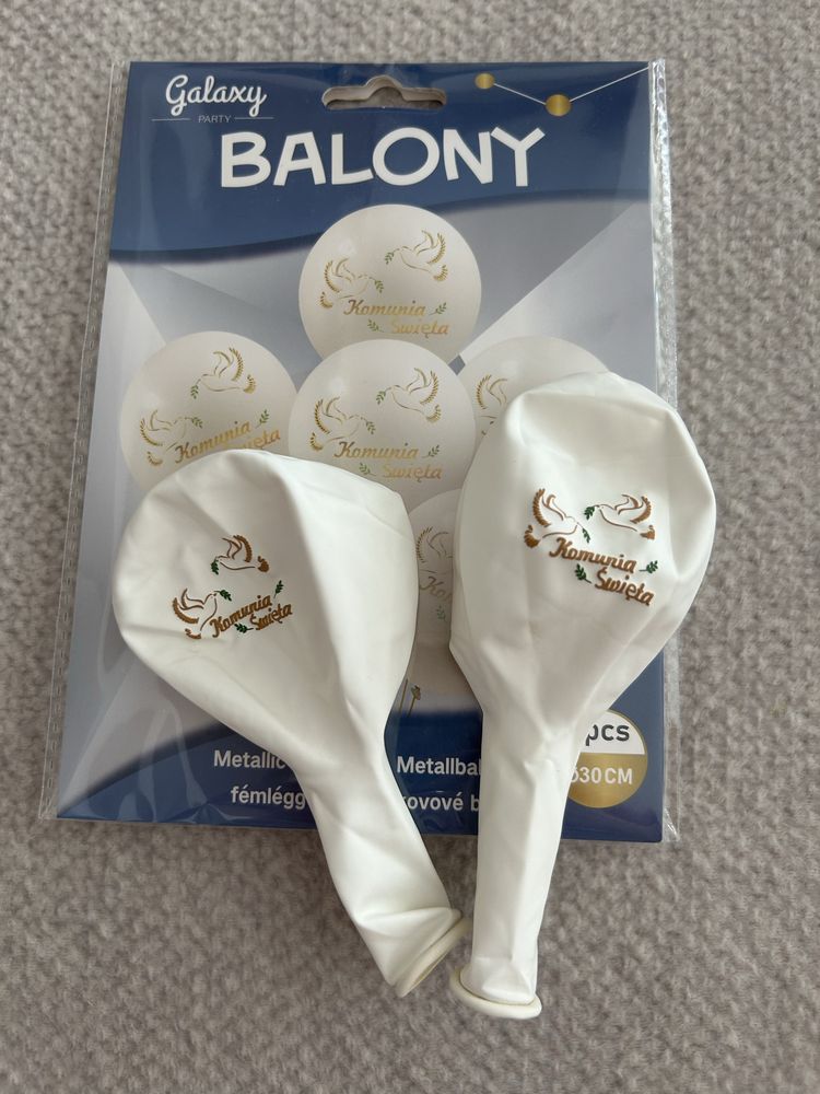 Balon z napisem komunia Świta gołąb -  2 szt dekoracja na komunię