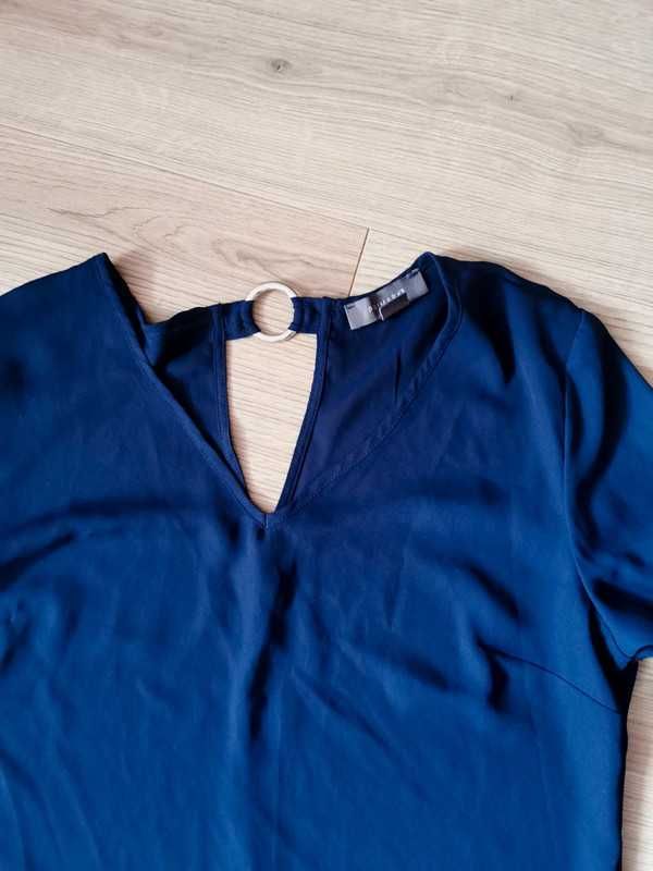 Granatowa elegancka bluzka 44 42 XXL szerokie rękawy