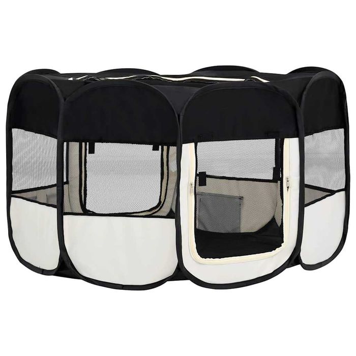 NOVO - Parque dobrável p/ cão c/ saco de transporte 145x145x61cm preto
