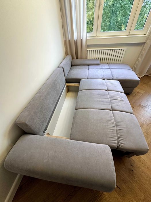 Narożnik kanapa z funkcją spania - Szary 280cm x 180cm