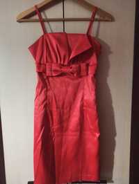 Sukienka czerwona satynowa, rozm. 36
