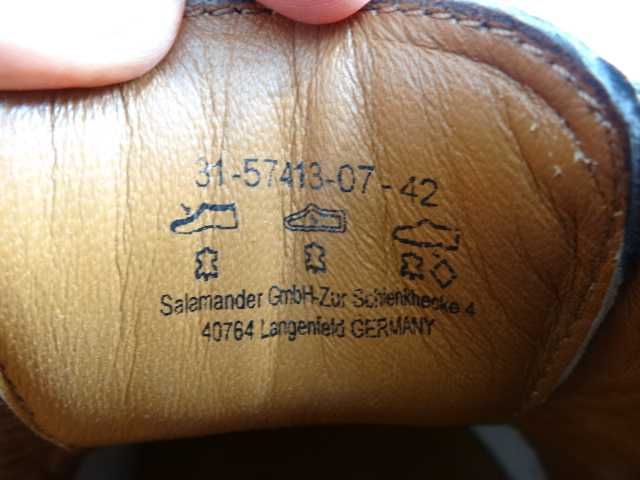 Buty SALAMANDER roz 42 SKÓRA Pantofle Półbuty