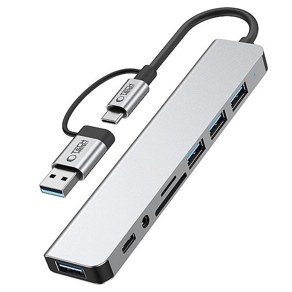 Tech-Protect Hb06 Hub Adapter 9In1 Type-C + Usb2.0 + Usb3.0 + Sd/Tf +
