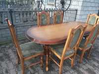 Stół dębowy stylowy i 6 krzeseł  patynowany