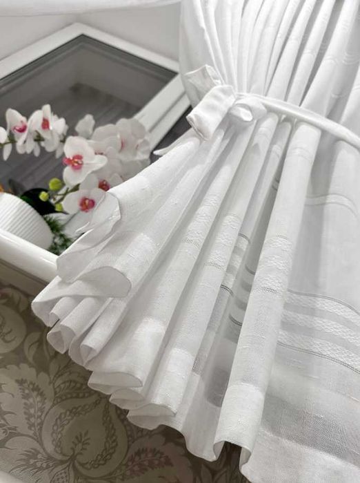 тюль білий льон для вікон