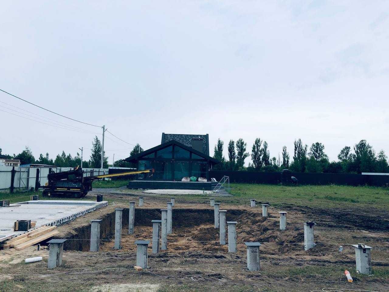 Фундамент на залізобетонних палях , Власне виробництво , Забивка свай