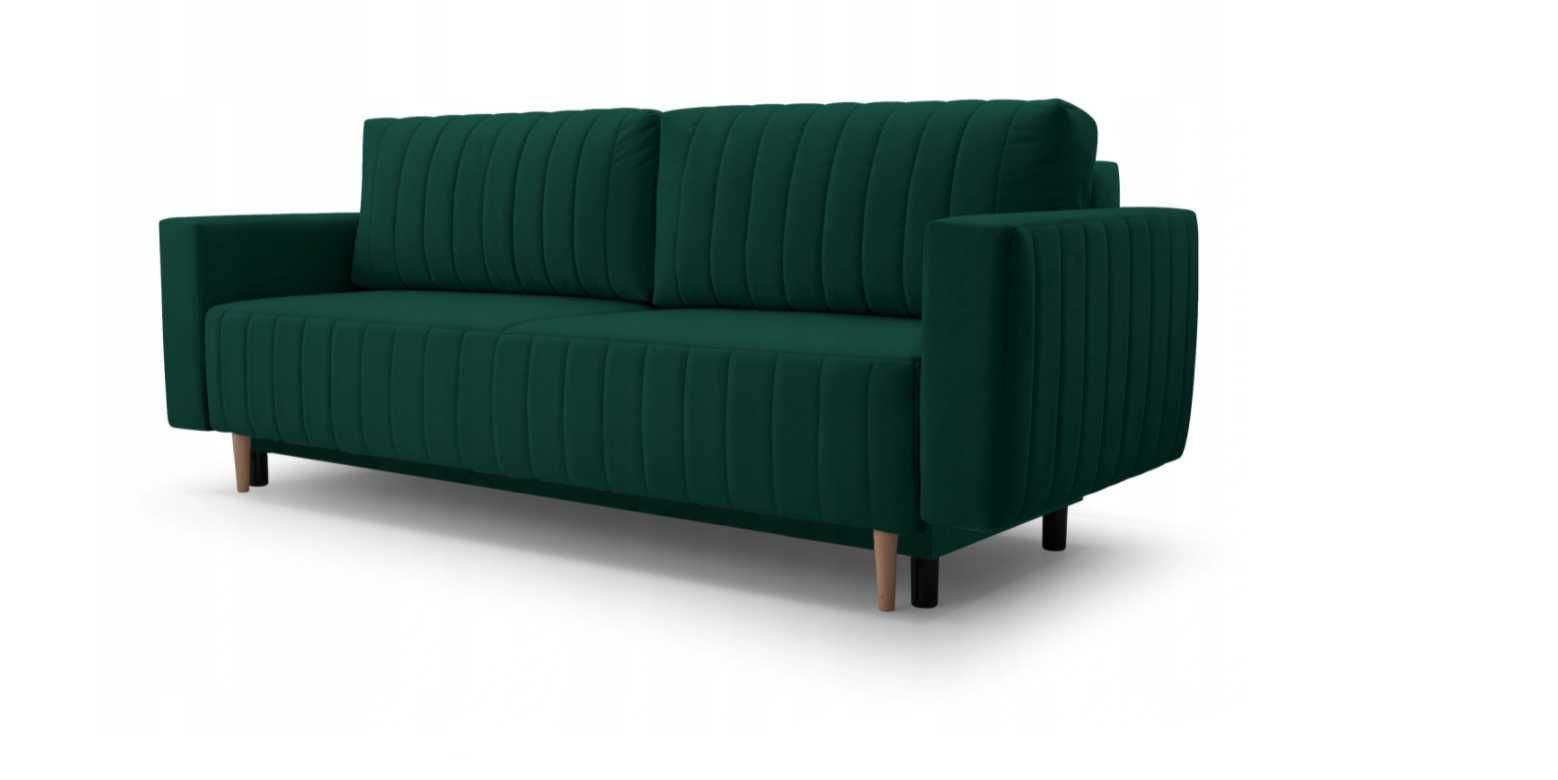 Sofa skandynawska na nóżkach z pojemnikiem i funkcją spania Roli