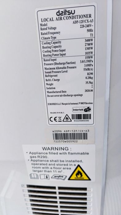 Ar Condicionado Portátil 12000 BTU com WiFi Daitsu ADP-12F/CX-A3 - 12.