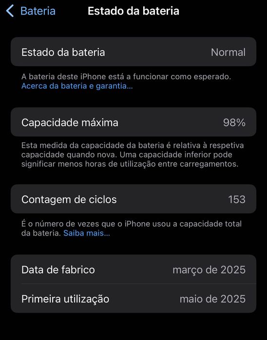 iPhone 16 Pro, excelente estado, bateria a 98%