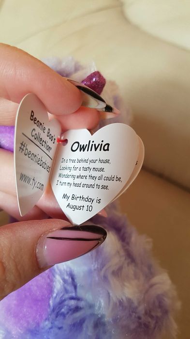 TY Beanie Boos глазастик сиреневая сова OWLIVIA 15 см
