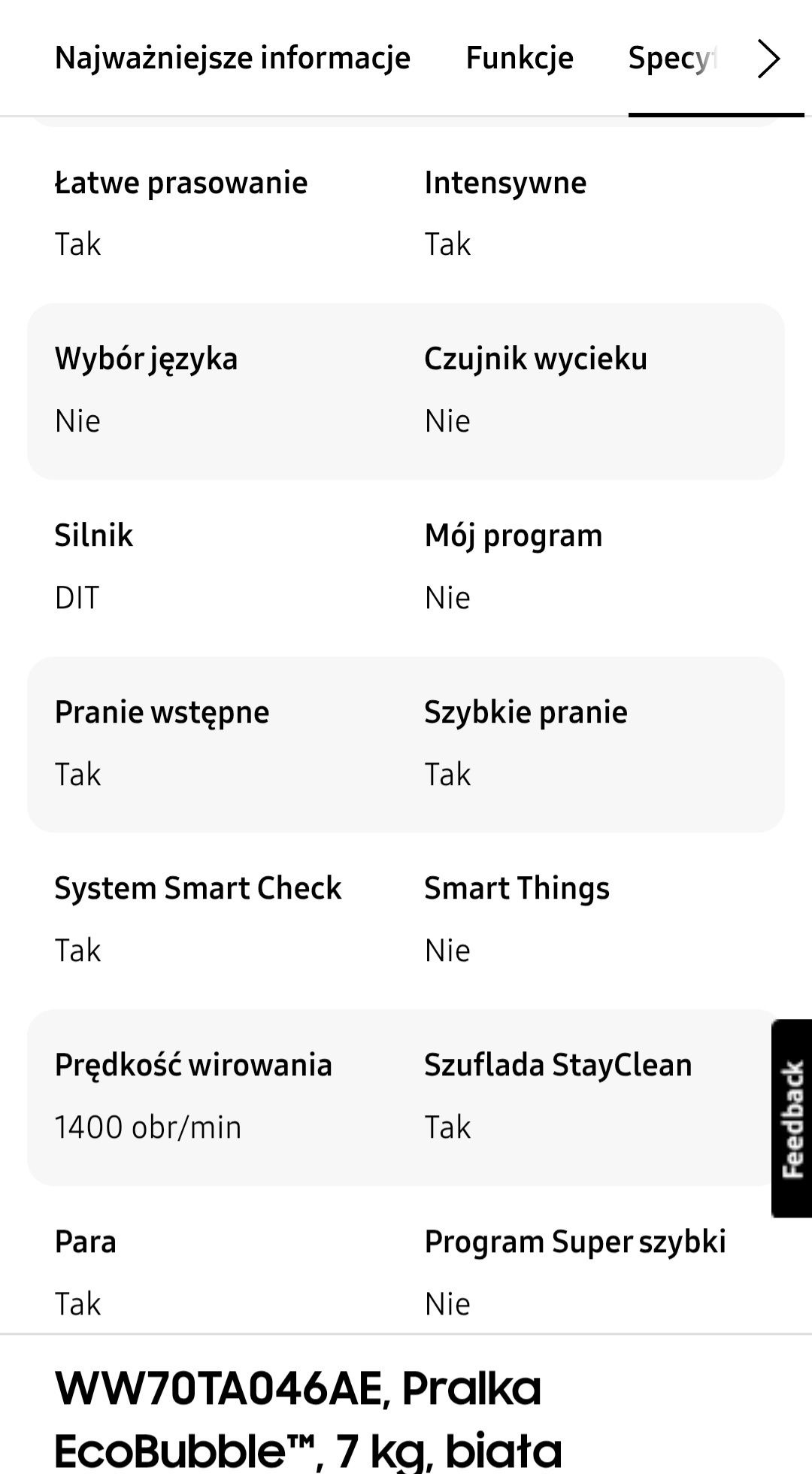 Pralka SAMSUNG Eco Bubble, biała, 7kg